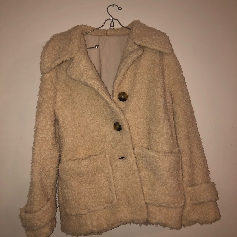 Free People Cream Sherpa Jacket